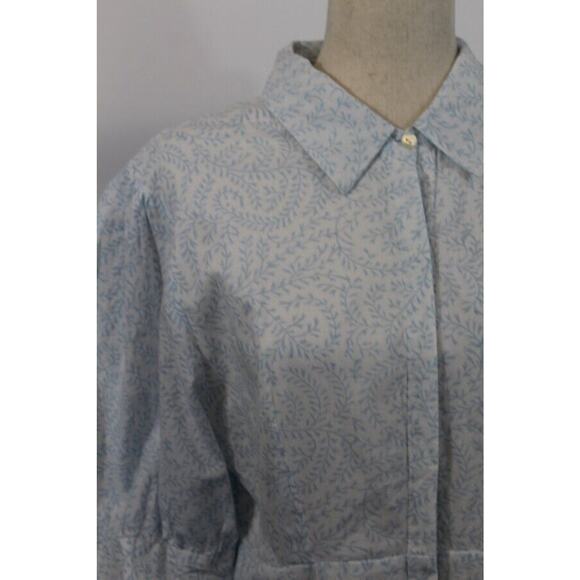 INDIA AMORY Julia SZ L Large Blue Short Sleeve Shirt Dress Blue Wisteria Floral - Picture 6 of 9